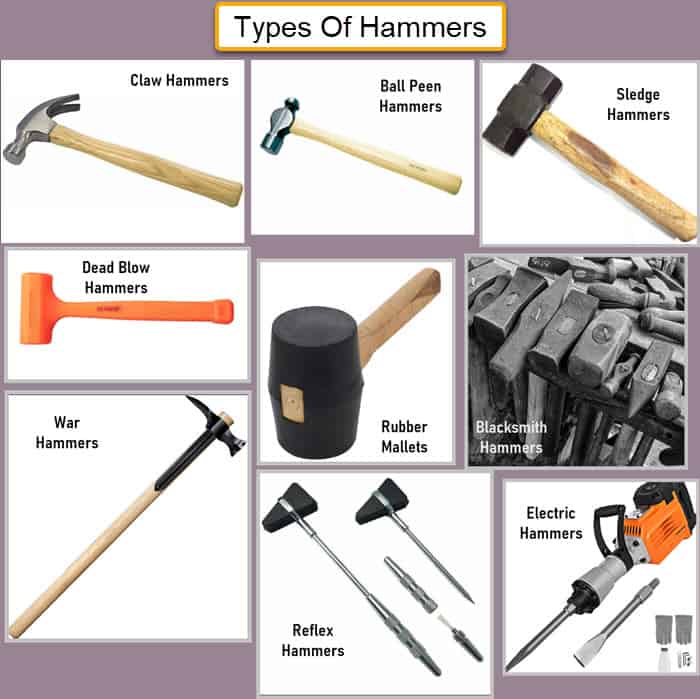 Tipos de martillos y sus usos